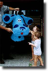 Blue arrives from the piñata store