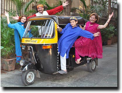 The Stutz family travelling by rickshaw!